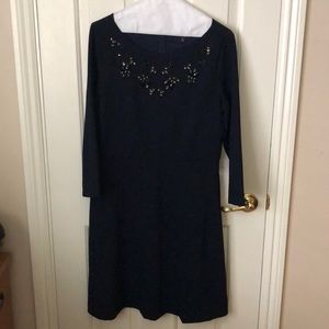 NWOT Banana Republic navy crepe dress with jewels